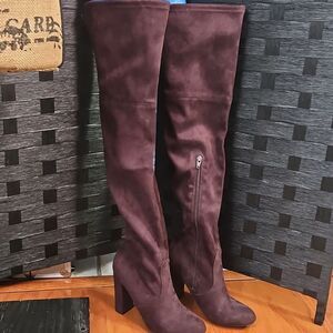 Women's Brown Faux Suede Knee-High Boots Size 8.5